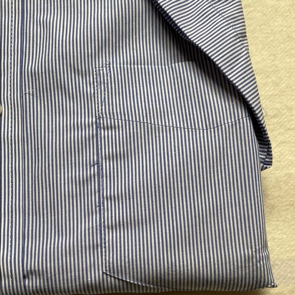 Dockers Blue and White Pinstripe Men's Short Sleeve Dress Shirt Size Large - Picture 5 of 9